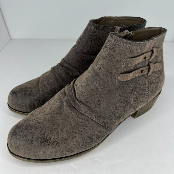 Sophia Taylor Womens Brown Suede Leather Almond Toe Ankle Size 12W Bootie - Picture 1 of 9